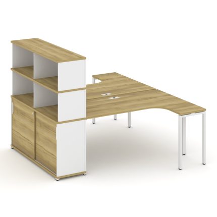 Concept Рабочая станция с опорным шкафом-купе с надставкой выс. CN.DSA-222 W Дуб Винченцо/Белый Брил