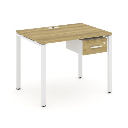 Concept Стол рабочий с подвесной тумбой с одним ящ. CN.SP-109 W Дуб Винченцо/Белый Бриллиант/Металл