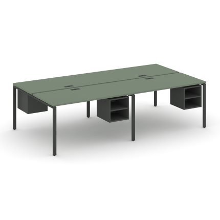 Concept Рабочая станция двухсторонняя с подвесными тумбами на 4 места CN.DRS-125 Кобо/Антрацит/Метал