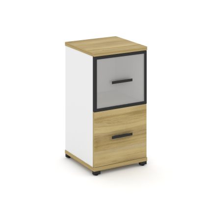 Concept Шкаф 1 узкая секция, 2 ниши CN.STU-212 RMB B Дуб Винченцо/Белый Бриллиант/Металл Черный/Сати