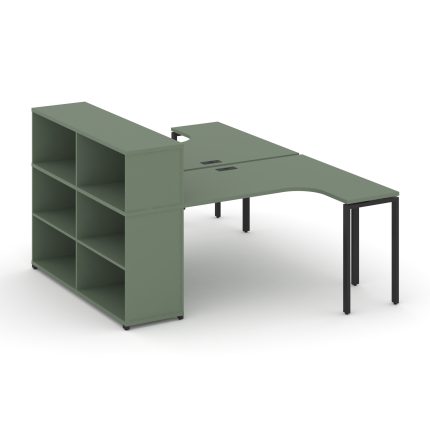 Concept Рабочая станция с опорным стеллажом с надставкой низ. CN.DSA-206 Кобо/Металл Черный 2000*148