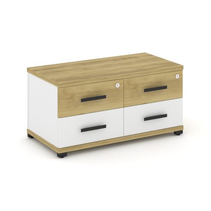 Concept Тумба приставная широкая 4 ящ. CN.TSP-001 B Дуб Винченцо/Белый Бриллиант/Металл Черный 836*4