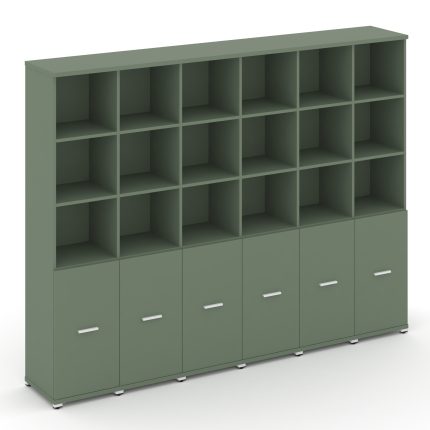 Concept Шкаф 6 узких секций, 5 ниш CN.STU-561 W Кобо/Металл Белый 2500*420*1922