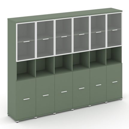 Concept Шкаф 6 узких секций, 5 ниш CN.STU-563 RPW W Кобо/Металл Белый/Прозрачный 2500*420*1922