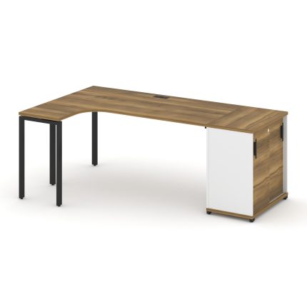 Concept Стол эргономичный с опорным шкафом-купе  CN.SA-218(L) B Сандал Янтарный/Белый Бриллиант/Мета