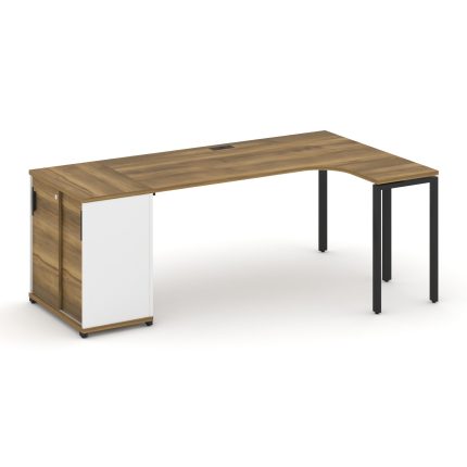 Concept Стол эргономичный с опорным шкафом-купе  CN.SA-218(R) B Сандал Янтарный/Белый Бриллиант/Мета