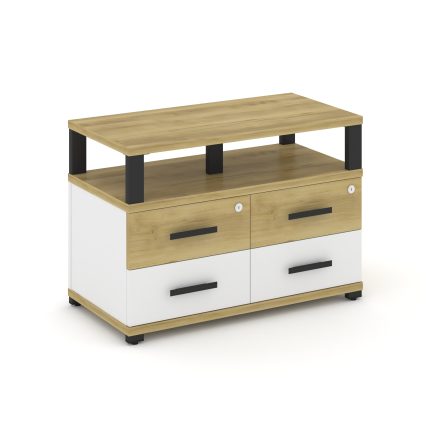Concept Тумба приставная широкая 4 ящ. с надставкой широкой CN.TSP-003 B Дуб Винченцо/Белый Бриллиан