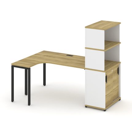 Concept Стол эргономичный с опорным шкафом-купе с надставкой выс.  CN.SA-221(L) B Дуб Винченцо/Белый