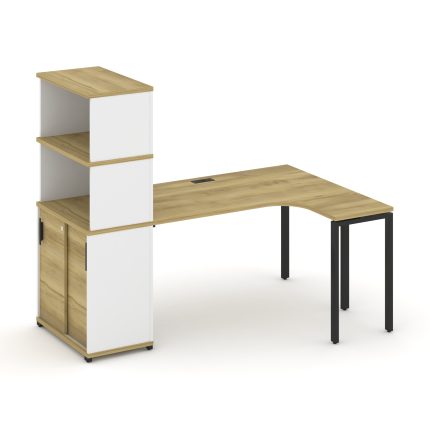 Concept Стол эргономичный с опорным шкафом-купе с надставкой выс.  CN.SA-221(R) B Дуб Винченцо/Белый