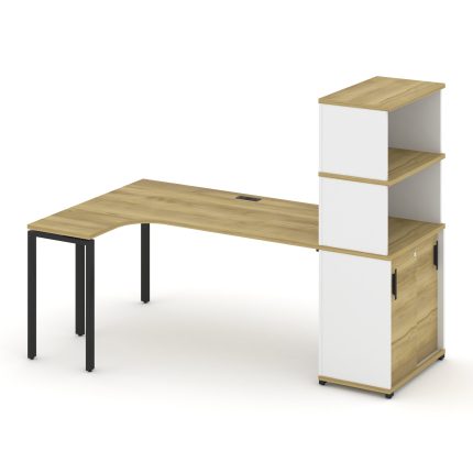 Concept Стол эргономичный с опорным шкафом-купе с надставкой выс.  CN.SA-222(L) B Дуб Винченцо/Белый