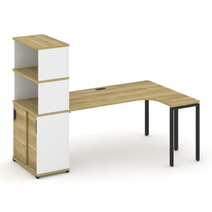 Concept Стол эргономичный с опорным шкафом-купе с надставкой выс.  CN.SA-222(R) B Дуб Винченцо/Белый