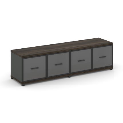 Concept Шкаф 2 широкие секции, 1 ниша CN.STS-123 RPB A Дуб Мали/Антрацит/Металл Антрацит/Прозрачный