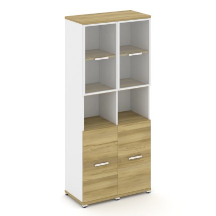 Concept Шкаф 2 узкие секции, 5 ниш CN.STU-523 RPW W Дуб Винченцо/Белый Бриллиант/Металл Белый/Прозра