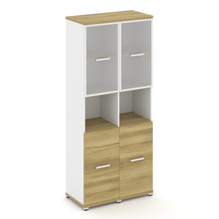Concept Шкаф 2 узкие секции, 5 ниш CN.STU-523 RMW W Дуб Винченцо/Белый Бриллиант/Металл Белый/Сатин
