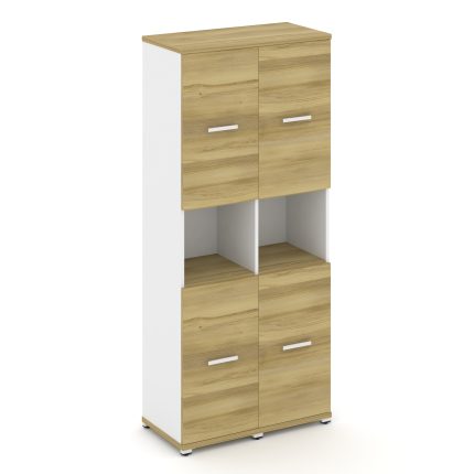 Concept Шкаф 2 узкие секции, 5 ниш CN.STU-523 W Дуб Винченцо/Белый Бриллиант/Металл Белый 836*420*19