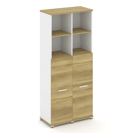 Concept Шкаф 2 узкие секции, 5 ниш CN.STU-524 W Дуб Винченцо/Белый Бриллиант/Металл Белый 836*420*19