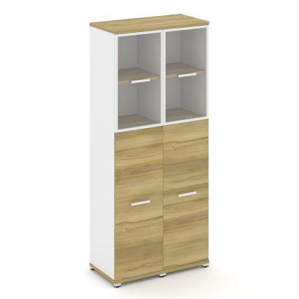 Concept Шкаф 2 узкие секции, 5 ниш CN.STU-525 RPW W Дуб Винченцо/Белый Бриллиант/Металл Белый/Прозра