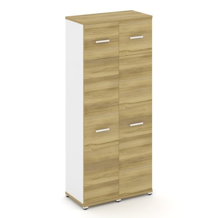 Concept Шкаф 2 узкие секции, 5 ниш CN.STU-527 W Дуб Винченцо/Белый Бриллиант/Металл Белый 836*420*19