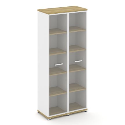 Concept Шкаф 2 узкие секции, 5 ниш CN.STU-528 RPW W Дуб Винченцо/Белый Бриллиант/Металл Белый/Прозра
