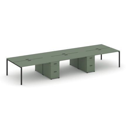 Concept Рабочая станция 6 мест с 2 опорными тумбами CN.DRS-456 B Кобо/Металл Черный 5580*1480*750