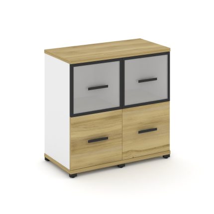 Concept Шкаф 2 узкие секции, 2 ниши CN.STU-222 RMB B Дуб Винченцо/Белый Бриллиант/Металл Черный/Сати