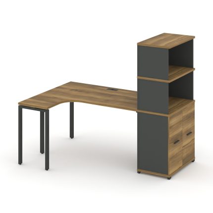 Concept Стол эргономичный с опорным распаш. шкафом с надставкой выс.  CN.SA-215(L) A Сандал Янтарный