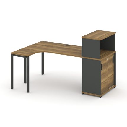 Concept Стол эргономичный с опорным шкафом-купе с надставкой низ.  CN.SA-220(L) A Сандал Янтарный/Ан