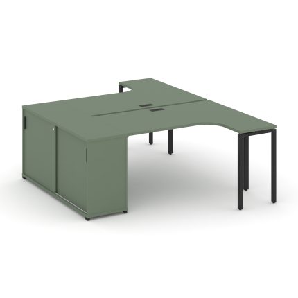 Concept Рабочая станция с опорным шкафом-купе CN.DSA-217 B Кобо/Металл Черный 1800*1480*750