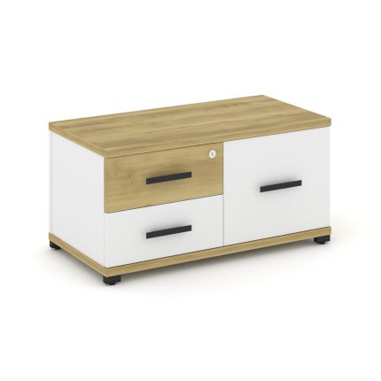 Concept Тумба приставная широкая 2 ящ.+1 распаш. фасад CN.TSP-004 B Дуб Винченцо/Белый Бриллиант/Мет