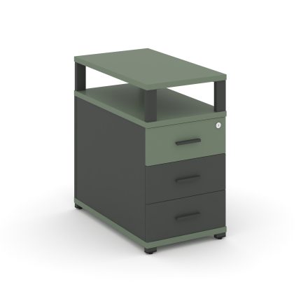 Concept Тумба приставная 3 ящ. с надставкой CN.TGP-001 A Кобо/Антрацит/Металл Антрацит 420*720*750