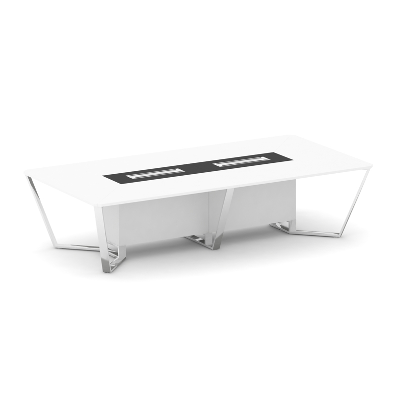 Steel Meet Стол переговорный прямоугольный MMK-PR.B.SP-12 Белый Бриллиант/Графит Глянец/Нержавеющая
