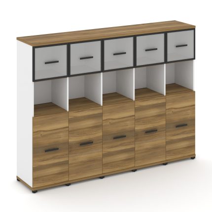 Concept Шкаф 5 узких секций, 4 ниши CN.STU-455 RMB B Сандал Янтарный/Белый Бриллиант/Металл Черный/С