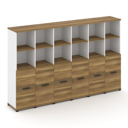 Concept Шкаф 6 узких секций, 4 ниши CN.STU-461 B Сандал Янтарный/Белый Бриллиант/Металл Черный 2500*