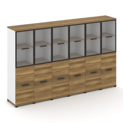 Concept Шкаф 6 узких секций, 4 ниши CN.STU-462 RPB B Сандал Янтарный/Белый Бриллиант/Металл Черный/П