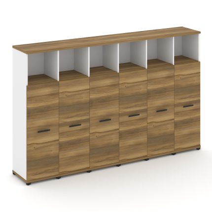 Concept Шкаф 6 узких секций, 4 ниши CN.STU-463 B Сандал Янтарный/Белый Бриллиант/Металл Черный 2500*