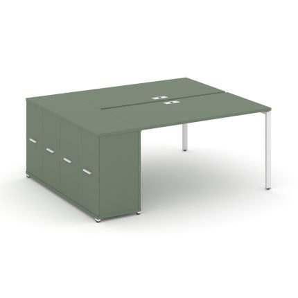 Concept Рабочая станция с опорным распаш. шкафом CN.DRS-219 W Кобо/Металл Белый 1800*1480*750