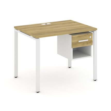 Concept Стол рабочий с подвесной тумбой 1 открытой нишей и одним ящ. CN.SP-117 W Дуб Винченцо/Белый