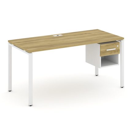 Concept Стол рабочий с подвесной тумбой 1 открытой нишей и одним ящ. CN.SP-120 W Дуб Винченцо/Белый