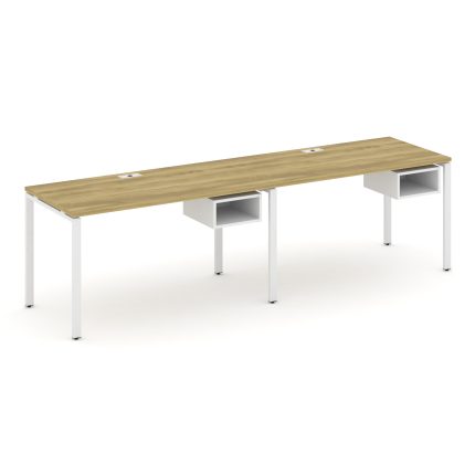 Concept Рабочая станция односторонняя с подвес. тумбами 2 места CN.ORS-103 Дуб Винченцо/Белый Брилли