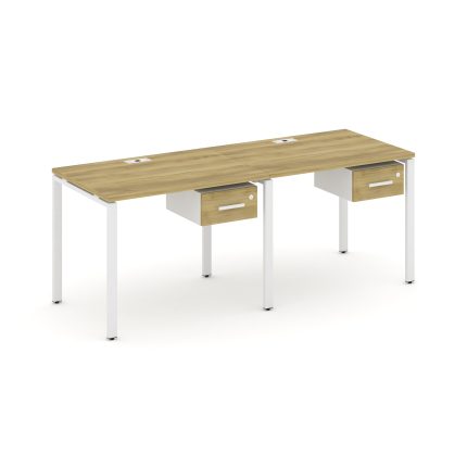 Concept Рабочая станция односторонняя с подвес. тумбами 2 места CN.ORS-109 W Дуб Винченцо/Белый Брил