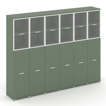 Concept Шкаф 6 узких секций, 5 ниш CN.STU-565 RPW W Кобо/Металл Белый/Прозрачный 2500*420*1922