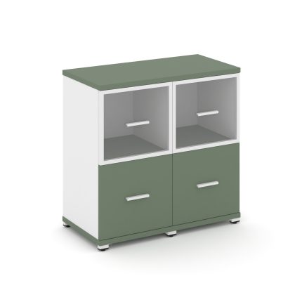 Concept Шкаф 2 узкие секции, 2 ниши CN.STU-222 RPW W Кобо/Белый Бриллиант/Металл Белый/Прозрачный 83