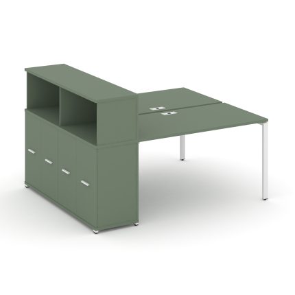 Concept Рабочая станция с опорным распаш. шкафом с надставкой низ. CN.DRS-226 W Кобо/Металл Белый 16