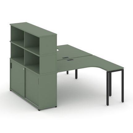 Concept Рабочая станция с опорным шкафом-купе с надставкой выс. CN.DSA-222 B Кобо/Металл Черный 2000