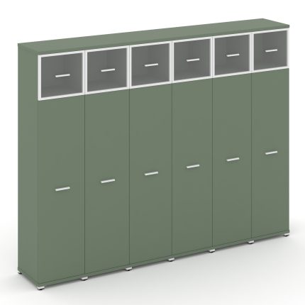 Concept Шкаф 6 узких секций, 5 ниш CN.STU-567 RPW W Кобо/Металл Белый/Прозрачный 2500*420*1922