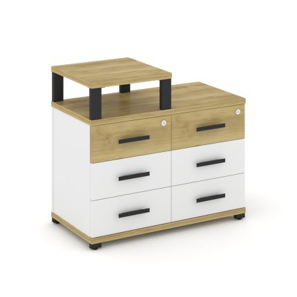 Concept Тумба приставная широкая 6 ящ. с надставкой узкой CN.TSP-008 B Дуб Винченцо/Белый Бриллиант/