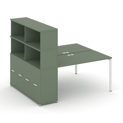 Concept Рабочая станция с опорным распаш. шкафом с надставкой выс. CN.DRS-229 W Кобо/Металл Белый 14