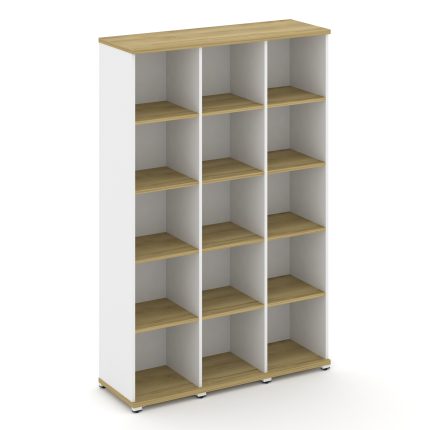 Concept Стеллаж 3 узкие секции, 5 ниш CN.STU-530 Дуб Винченцо/Белый Бриллиант/Металл Белый 1252*420*