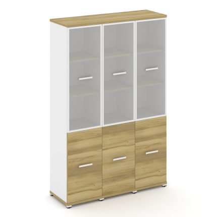 Concept Шкаф 3 узкие секции, 5 ниш CN.STU-532 RMW W Дуб Винченцо/Белый Бриллиант/Металл Белый/Сатин