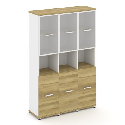 Concept Шкаф 3 узкие секции, 5 ниш CN.STU-533 RMW W Дуб Винченцо/Белый Бриллиант/Металл Белый/Сатин